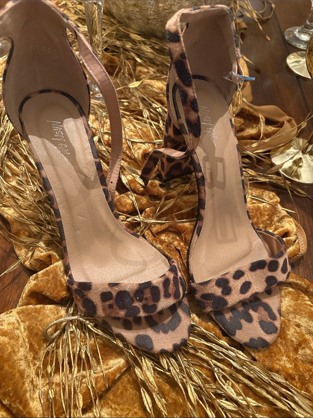 Nasty Gal Leopard Print Ankle Strap Heels - Brown